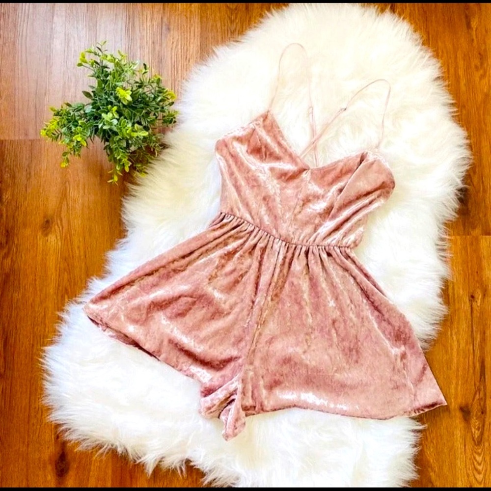 Full Tilt Pink Velvet Romper